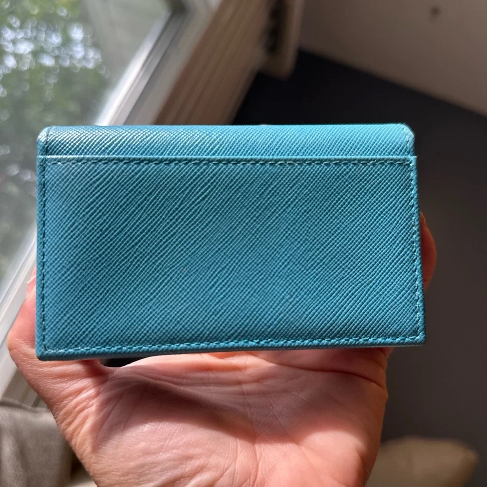 Prada Blue Saffiano Leather Card Holder with Gold Logo - Picture 12 of 12